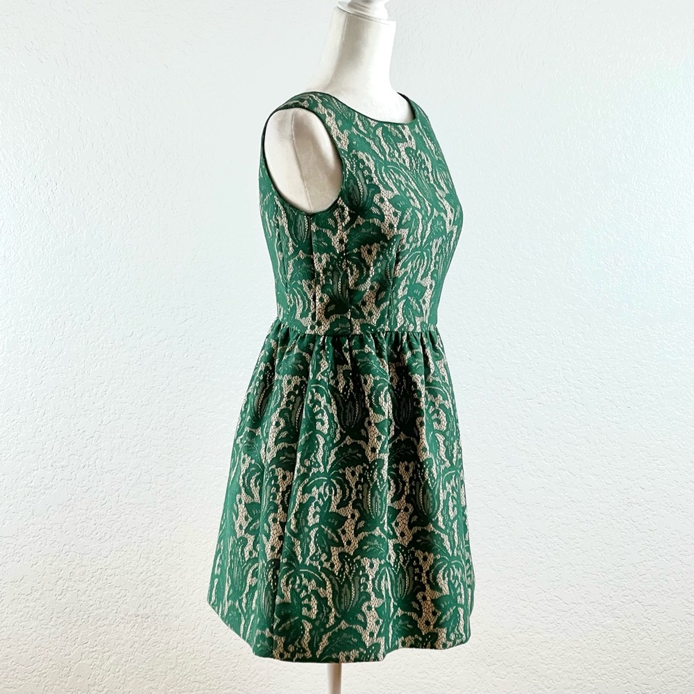 Zara Green Tulip Lace Mini Dress Size M - Picture 4 of 10